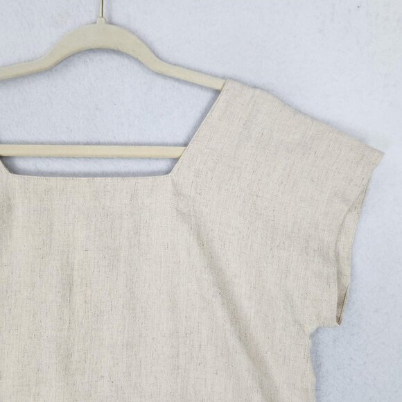Madewell Shirt Womens Small Cream Natural Linen Cotton Square Neck Top NEW - Picture 7 of 10